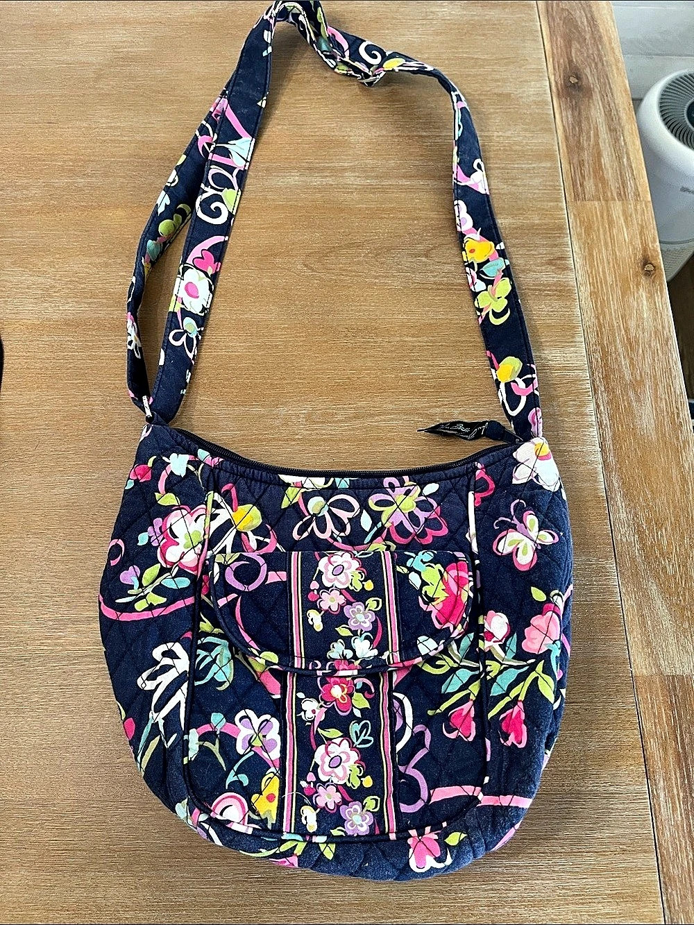 Vera Bradley Floral Shoulder Bag in Blue & Pink
